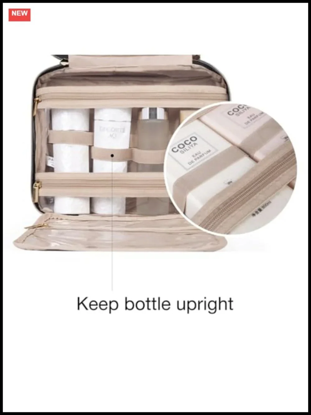 Hanging Toiletry Bag Travel Organizer with Hook, Water-Resistant Polyester,